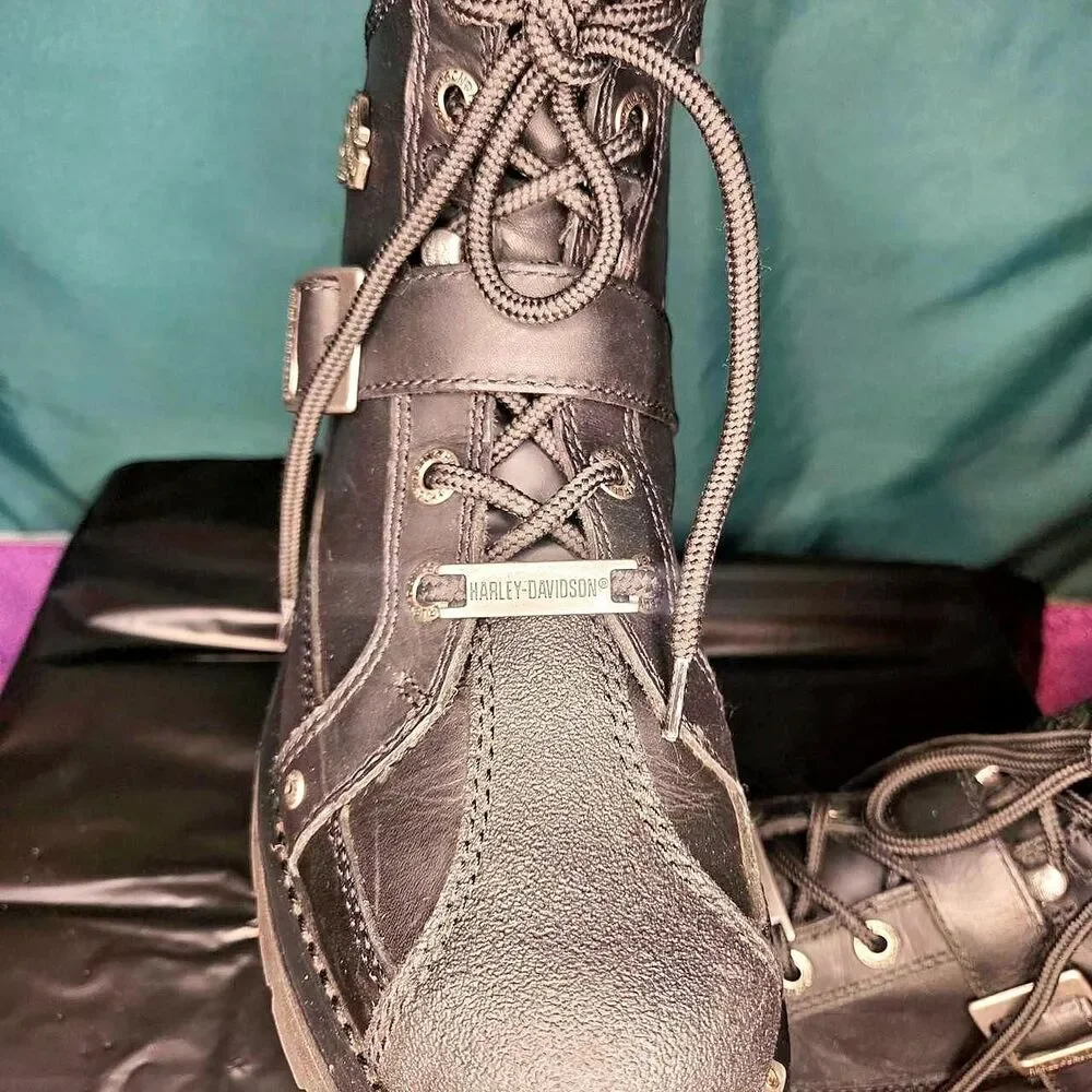 Harley-Davidson Steel Toe Black Biker Motorcycle Boots Men's 9.5 | Women's 11